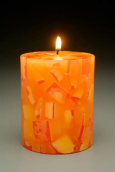 Orange Mosaic Pillar Candle By Cosmiccandleco On Etsy 895 Velas