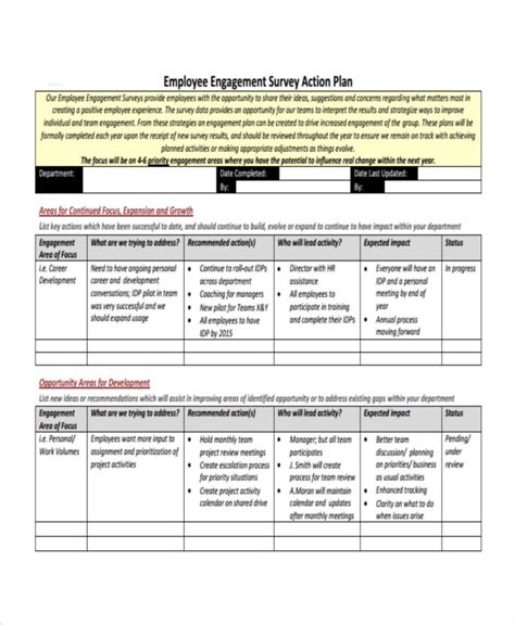 Employee Engagement Survey Action Plan Template