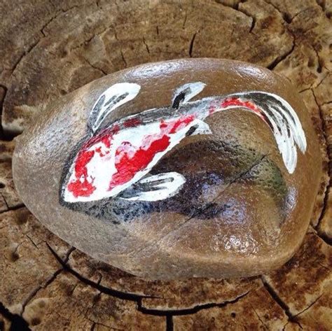 Beautiful Hand Painted River Rocks With D Koi Fish Painted On Top