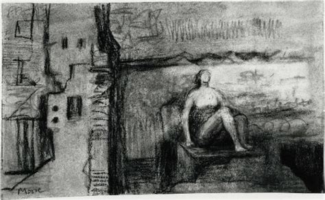 Seated Nude In Architectural Setting Works Henry Moore Artwork
