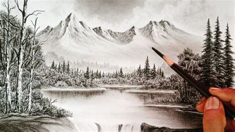 Beautiful Landscape Scenery Drawing With Pencil Pencil Drawing