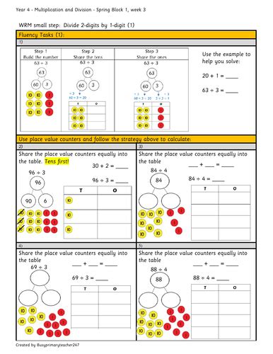 Dividing 2-digit Numbers By 1-digit Numbers Worksheets
