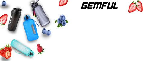 Gemful Water Bottle 1l With Straw Time Marker Tritan Bpa Free For