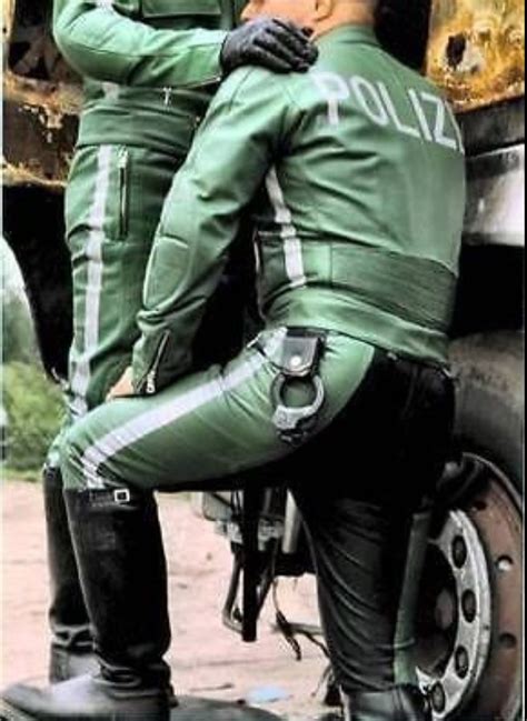 Colored Leather Green Leather Mens Uniform Bike Leathers Hot Cops Biker Men Leder Outfits