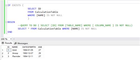Exists And Not Exists In Sql Server