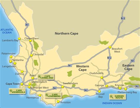 Road Map Of Western Cape South Africa