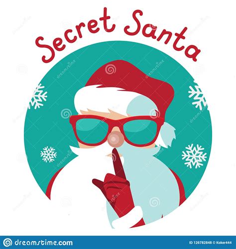 Cartoon Secret Santa Christmas Illustration Shushing You With His