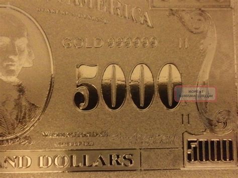 1928 Series 24kt Gold 5000 Federal Reserve Note Wgold Certificate Engravin