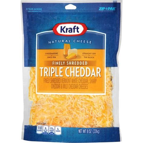 Kraft Natural Cheese Finely Shredded Triple Cheddar Cheese 8 Oz