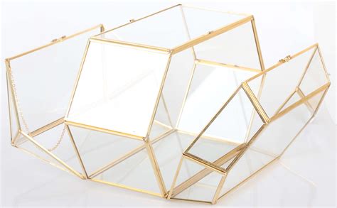 Ncyp Large Geometric Glass Wedding Card Box With Swing Lid For Keepsake