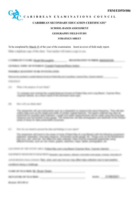 Solution Caribbean Csec Geography Field Study Sba Strategy Sheet