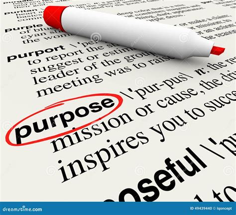 Purpose Dictionary Definition Word Objective Mission Deliberate Stock