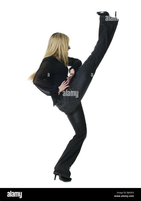 Woman Kicking Leg Up Hi Res Stock Photography And Images Alamy