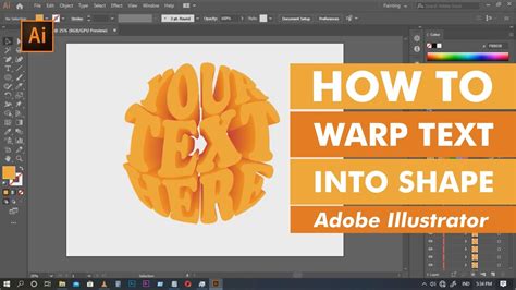 3d Text Adobe Illustrator Warp Text Into Shape Youtube