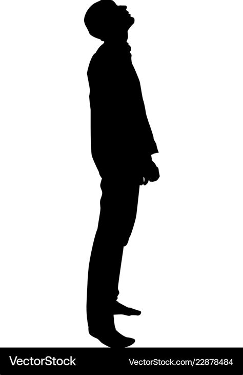 Man Looks Up Silhouette Icon Black Color Vector Image