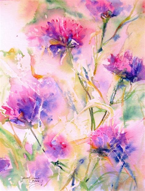 Abstract Flower Original Watercolor Painting Modern