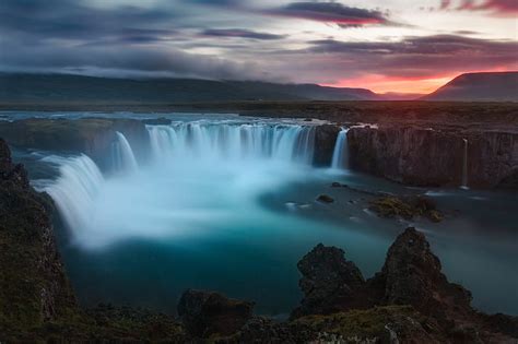 Hd Wallpaper Winter Iceland Waterfall Godafoss 5k Wallpaper Flare