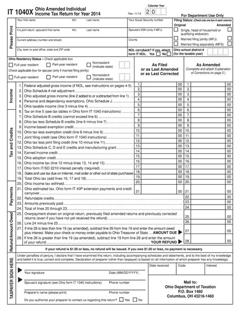 Ohio Fillable Tax Forms Printable Forms Free Online