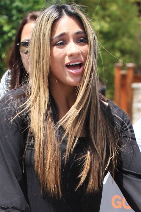 Ally Brooke Straight Medium Brown Angled Dark Roots Messy Hairstyle