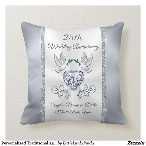 Personalized Traditional 25 Year Anniversary T Throw Pillow Zazzle