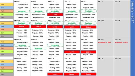 Excel Team Calendar Template Download Plan Monthly Schedule Free