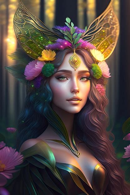 Premium Ai Image Beautiful Dryad Goddess In Forest Forest Nymph Fairy