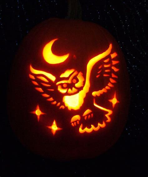 Easy Owl Pumpkin Carving Stencils