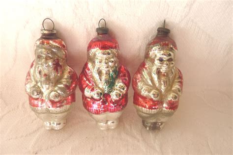 Vintage Mercury Glass Christmas Decorations Vintage Santa