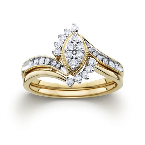13cttw Certified Diamond Marquise Bridal Set 10k Yellow Gold Jewelry