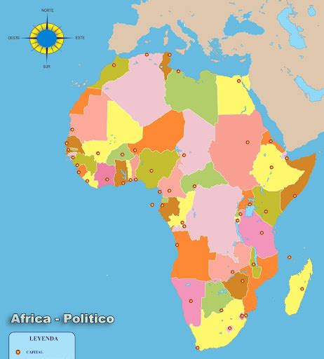 Mapa Politico De Africa A Color Fichas Para NiÑos