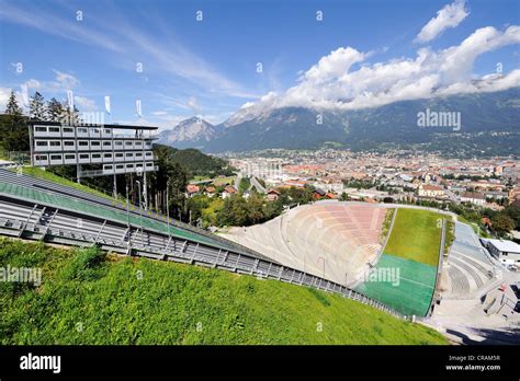 View From Bergisel Schanze Ski Jump Down Onto The Stadium City Of