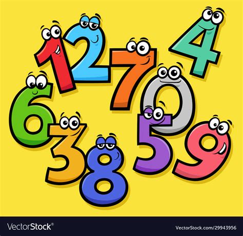 Basic Numbers Cartoon Characters Group Royalty Free Vector Images And