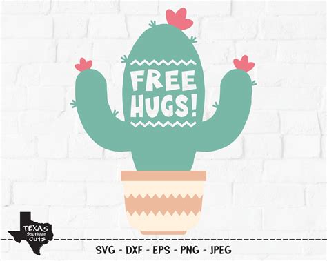 Free Hugs SVG Cut File Funny Cactus Shirt Design Cactus Etsy