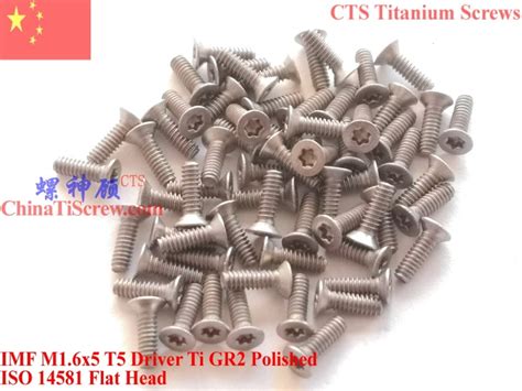 Titanium Screws M16x5 Iso 14581 Flat Head Torx T5 Driverti Gr2