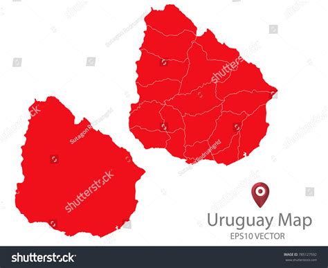 Couple Set Mapred Map Uruguayvector Eps10 Stock Vector Royalty Free