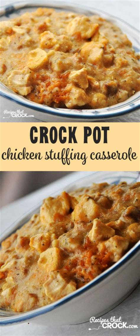Place 2 cups of cooked, shredded chicken in an even layer in the casserole dish. Crock Pot Chicken Stuffing Casserole - Recipes That Crock!