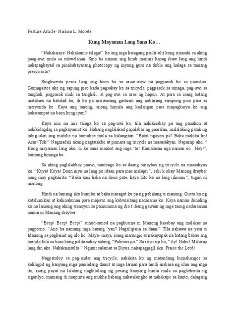 Feature Writing Article Tagalog