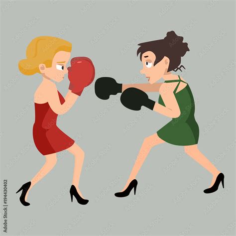 Women S Fight Vector Cartoon Illustration Stock Vector Adobe Stock
