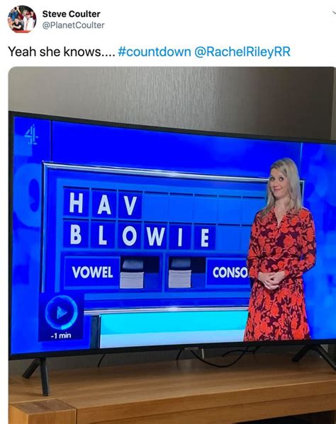 countdown s rachel riley left red faced after contestant spells out sex act i celebrity love