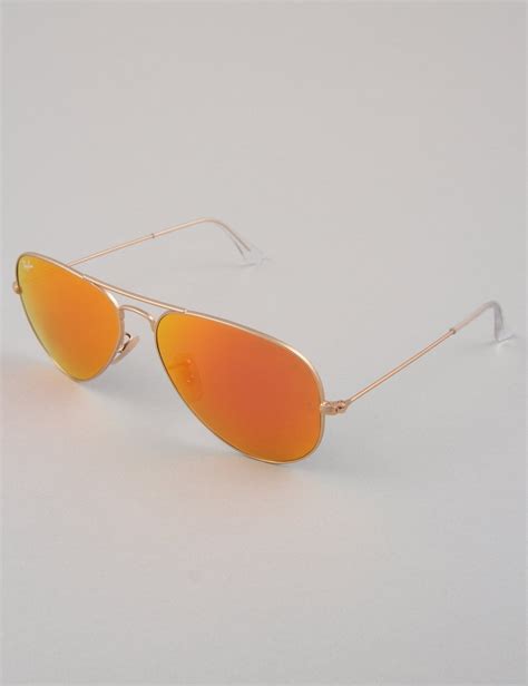 Ray Ban Aviator Large Sunglasses Matte Gold Mirror Orange Accessories From Iconsume Uk