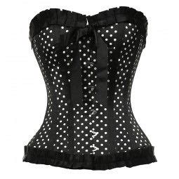 Black Polka Dot Corset With A Pleated Trim Plus Size Corset Corsets