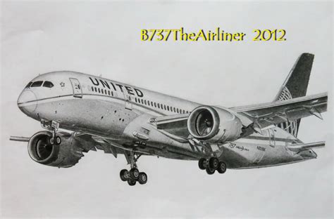 United Airlines Boeing 787 Realistic Drawing By A320theairliner On
