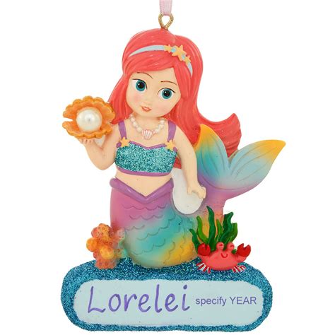 Personalized Mermaid With Pearl Resin Ornament