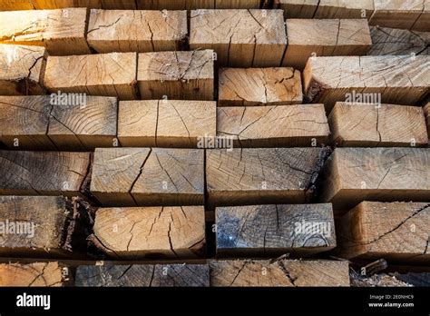 Wood Timber Stack Chesnut Closeup Stock Photo Alamy