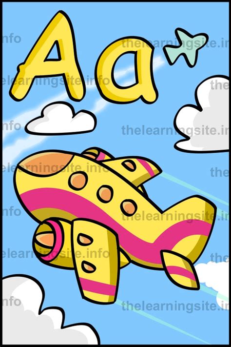 Letter A Flashcard Airplane The Learning Site