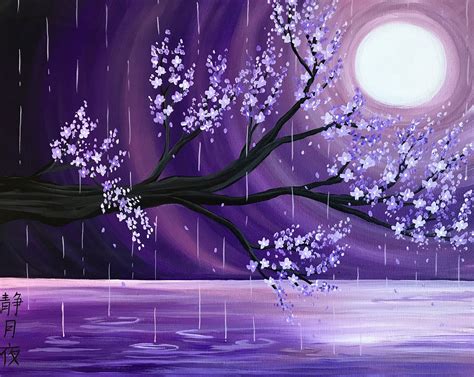 Purple Rain Etsy Cherry Blossom Painting Sakura Painting Blossom