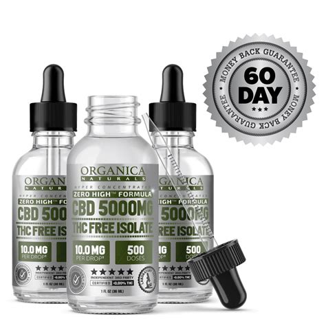 Zero High Hyper Concentrated Cbd Oil Isolate Tincture Thc Free 5000mg Bottles With Dropper