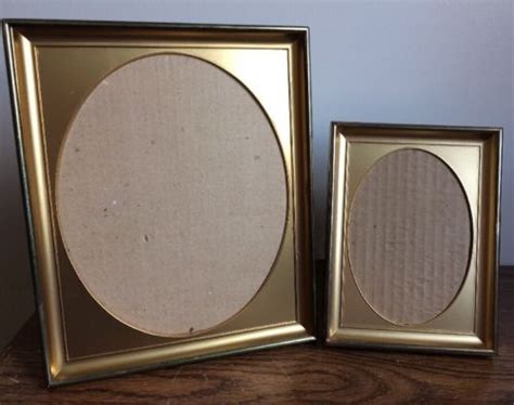 Vintage 5x7 And 8x10 Gold Tone Brass Metal Oval Shadow Box Picture Photo