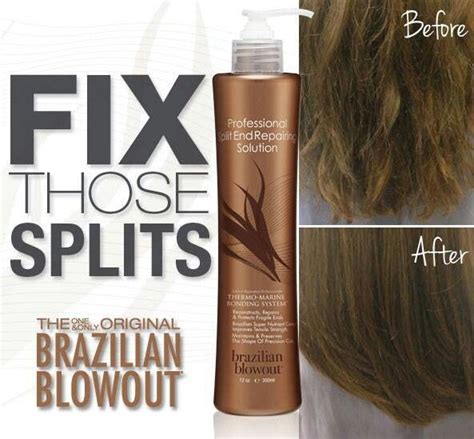 Split ends occur when the protective outer layer of the hair cuticle wears away because of external stressors, such as heat styling and salon chemical while the only true way to rid yourself of roughed ends is to have them snipped off (bob haircut, anyone?), there are several things you can do. Brazilian Blowout Split End Mender! | Hair smoothing ...
