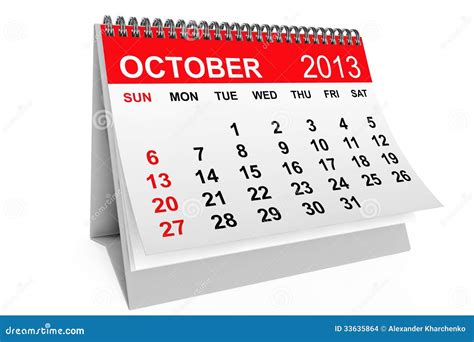 Calendar October 2013 Stock Images Image 33635864
